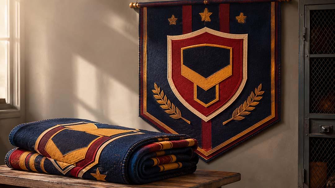 Athletic felt used for varsity lettering and sports apparel